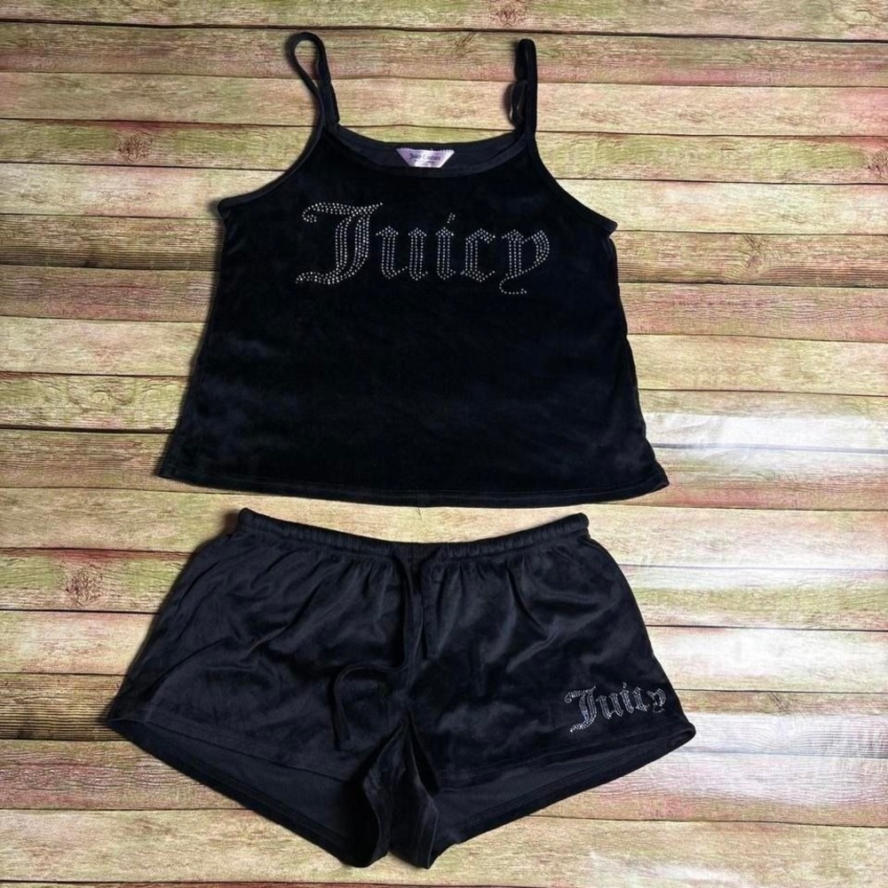 Y2K Juicy Couture black velvet (velour) pajama set